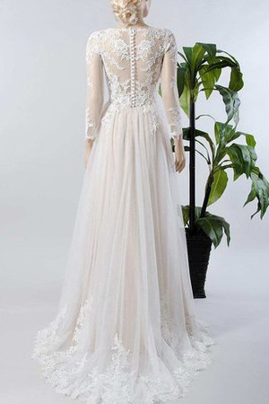Robe de mariée plissage vintage encolure ronde boutonné ligne a - photo 2