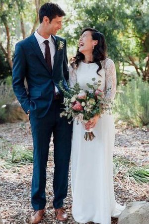 Robe de mariée vintage de fourreau longueur au niveau de sol a-ligne col ras du cou - photo 1