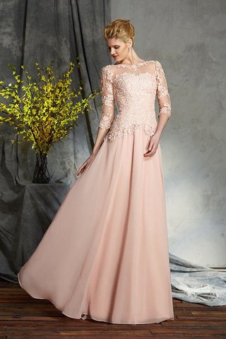 Robe mère de mariée longue naturel a-ligne appliques avec chiffon - photo 4