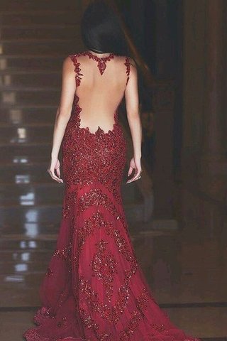 Robe de bal de sirène manche nulle de col en v en tulle appliques - photo 2