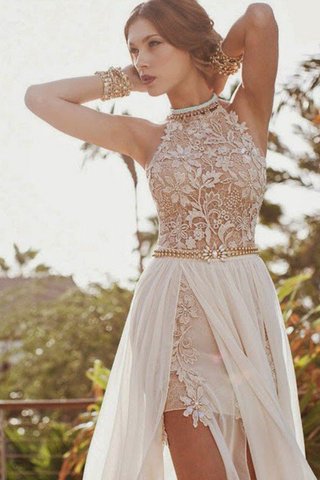 Robe de mariée naturel manche nulle avec chiffon a-ligne dénudé - photo 3