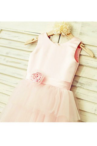 Robe de cortège enfant naturel avec fleurs fermeutre eclair a-ligne manche nulle - photo 3