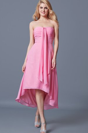 Robe demoiselle d'honneur derniere tendance avec chiffon avec fronce ligne a haut bas - photo 1