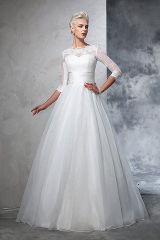 Robe de mariée longue de mode de bal appliques en 3/4 manche en organza - photo 4