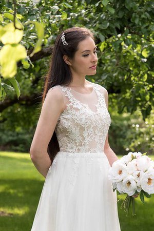 Robe de mariée ligne a jusqu'au sol encolure ronde trou serre avec décoration dentelle - photo 2