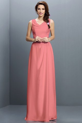 Robe demoiselle d'honneur longue en chiffon jusqu'au sol v encolure fermeutre eclair - photo 28