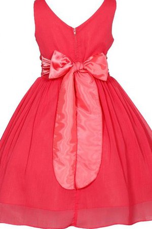 Robe de cortège enfant plissé avec chiffon avec zip avec fleurs jusqu'au mollet - photo 2