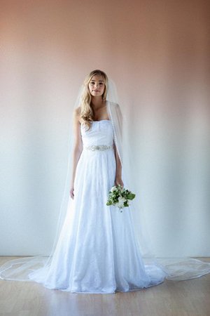 Robe de mariée naturel ligne a avec décoration dentelle de lotus avec sans manches - photo 1