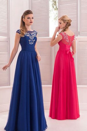 Robe de bal avec chiffon avec manche courte de traîne courte ruché avec lacets - photo 1