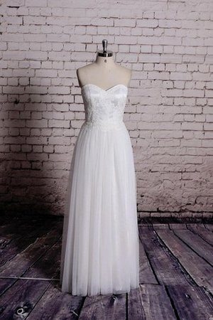 Robe de mariée textile en tulle avec zip col en forme de cœur manche nulle ligne a - photo 1