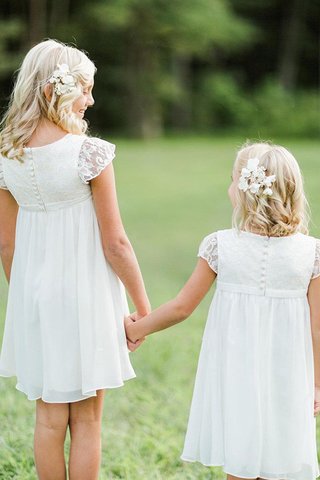 Robe cortège fille merveilleux ligne a au niveau de genou avec manche courte naturel - photo 2