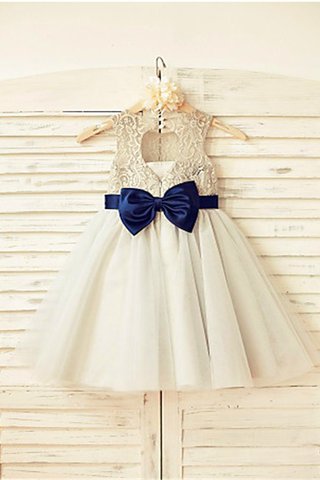 Robe de cortège enfant manche nulle longueur mollet en tulle a-ligne de princesse - photo 2