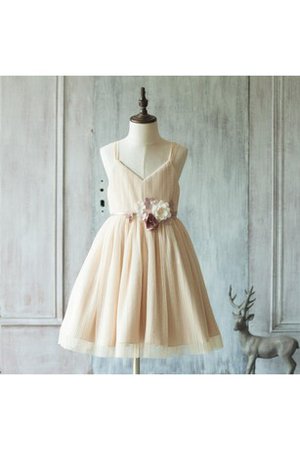 Robe de cortège enfant naturel ligne a en tulle de lotus avec ruban - photo 1