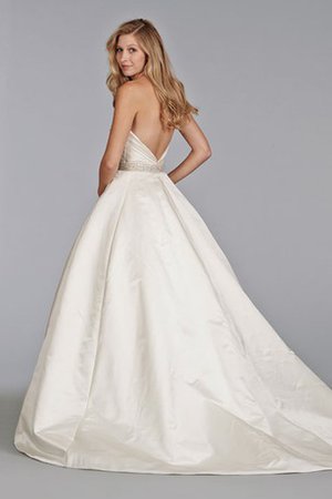 Robe de mariée avec perle col en forme de cœur manche nulle en satin de mode de bal - photo 2