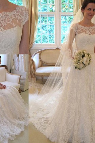 Robe de mariée encolure en carré appliques avec décoration dentelle ligne a accrocheur - photo 3