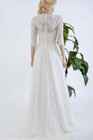 Robe de mariée delicat ligne a col en bateau en 3/4 manche en dentelle - photo 2