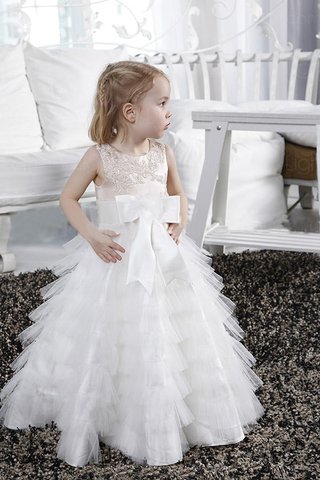 Robe de cortège enfant longue avec fleurs de princesse a-ligne encolure ronde - photo 1