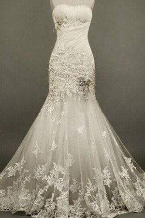 Robe de mariée en chiffon manche nulle en dentelle de sirène col en forme de cœur - photo 1