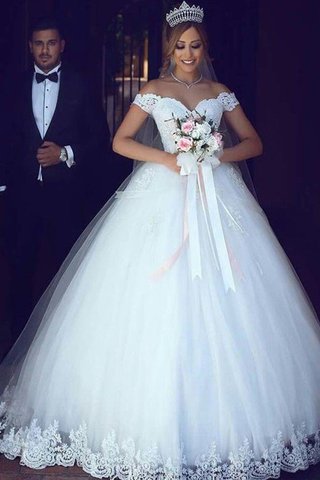 Robe de mariée en tulle d'epaule ecrite merveilleux jusqu'au sol de mode de bal - photo 1