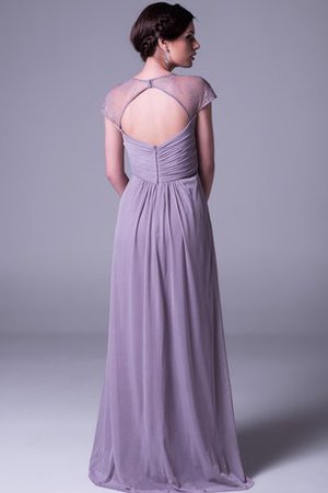 Robe demoiselle d'honneur plissé avec manche courte ruché avec chiffon v encolure - photo 2