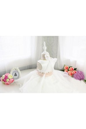 Robe de cortège enfant plissage col u profond avec nœud de mode de bal en organza - photo 2