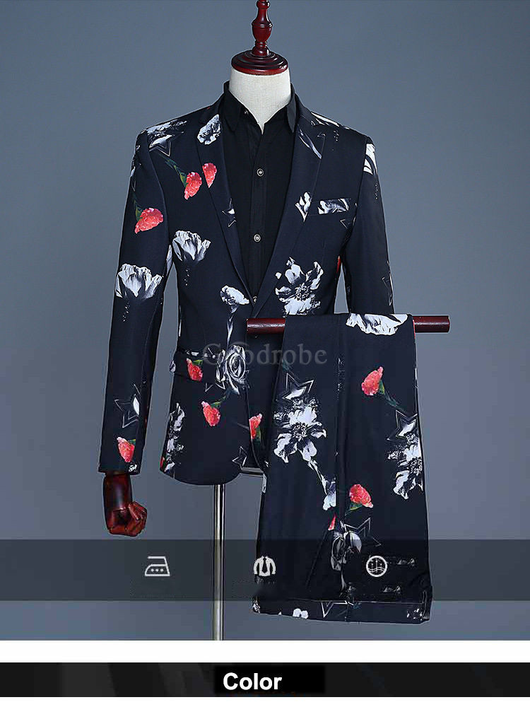 Mariage costume homme noir hommes hommes floral