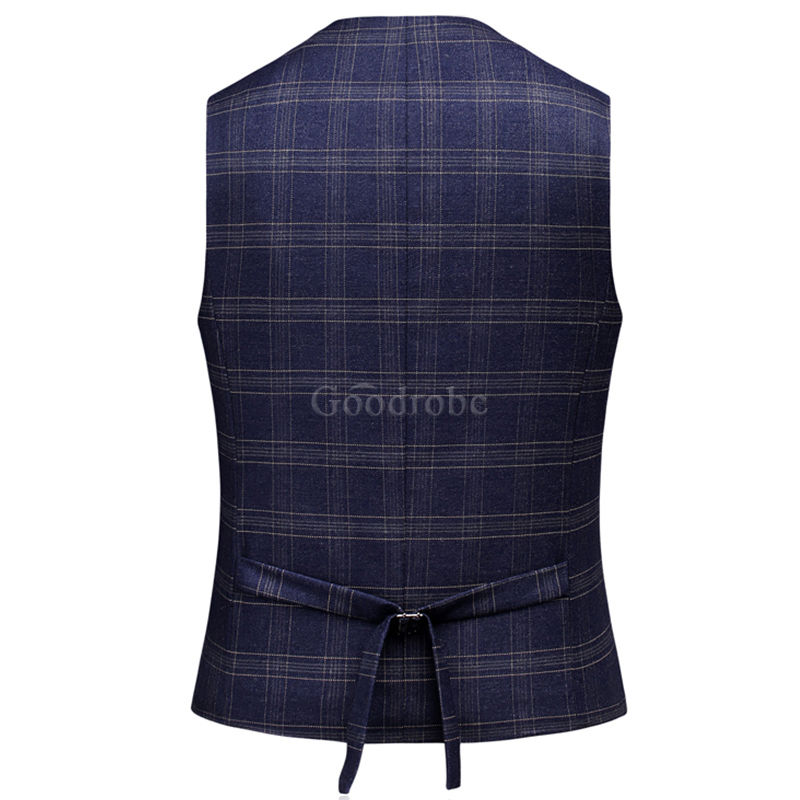 Affaires ensemble hommes costumes plaid 3 pièces slim fit mariage marque