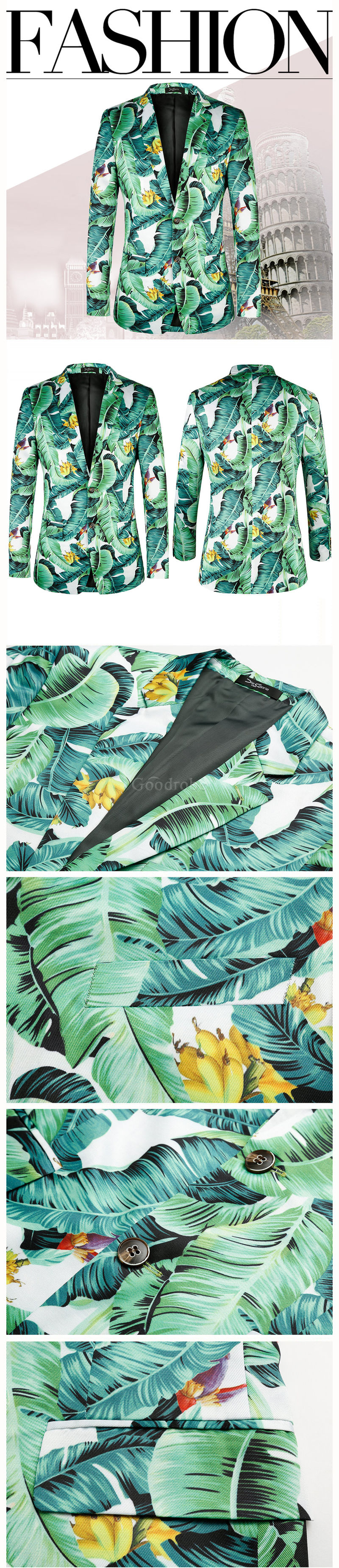 Motif mode imprimé hommes floral costume blazers