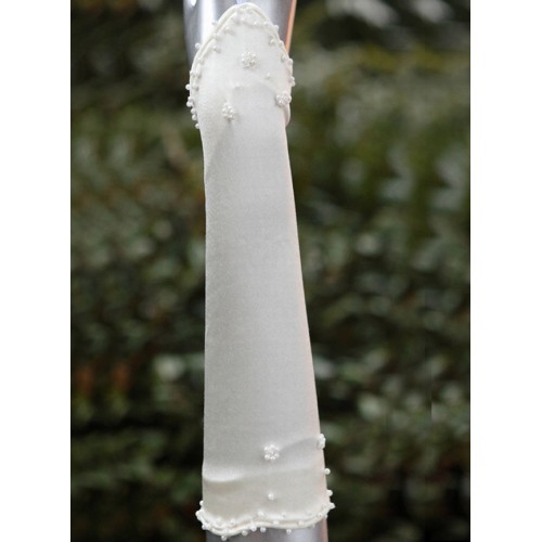 Pétillant taffetas blanc gants de mariée modestes - photo 1