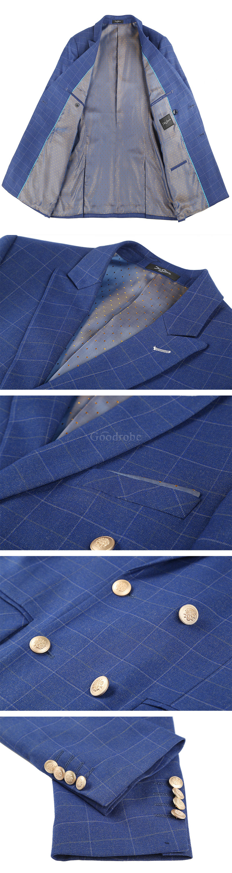 Manteaux hommes blazer double boutonnage plaid costume veste