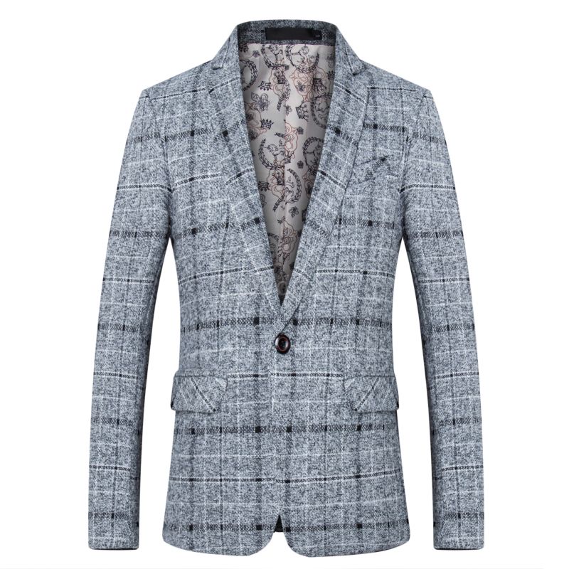 Blazers costumes blazers gris mode plaid hommes