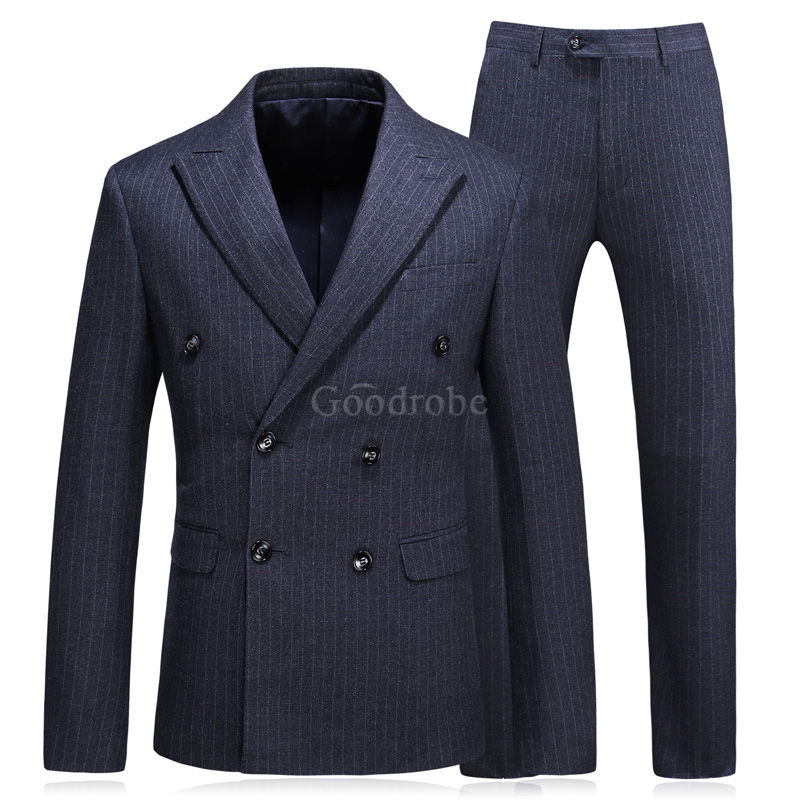 Asiatique taille tuxedos slim fit rayé double boutonnage