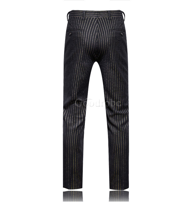 Costume blazers pantalon 2 pièce simple bouton rayé noir formel