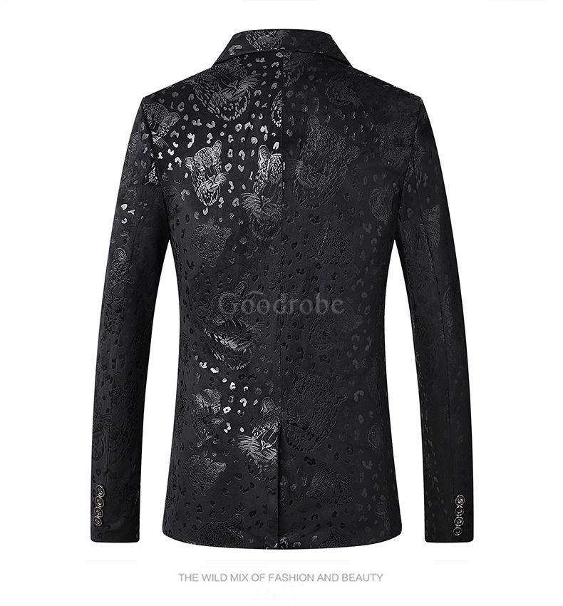 Asiatique taille simple imprimé costume manteau travail