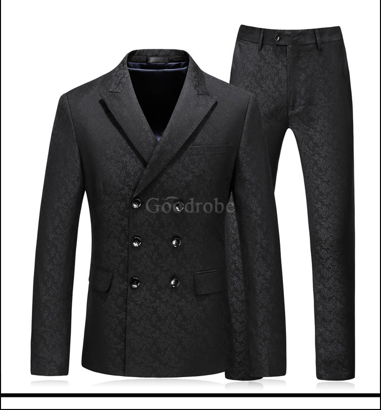 3 pièces ensemble noir hommes classique hommes blazer