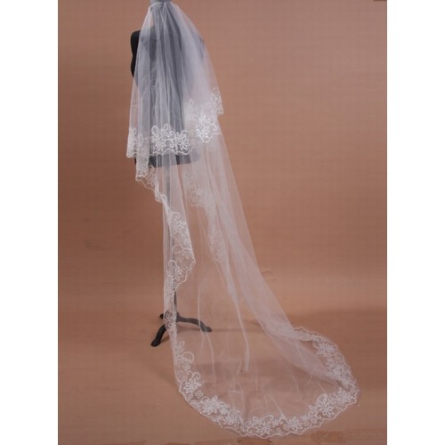 Ourlet de dentelle élégant | modeste pinceau train voile de la mariée mode - photo 1