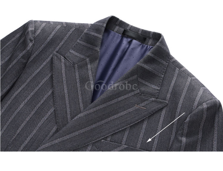 Rayé imprimé 3 pièces costumes hommes costume d'affaires double boutonnage slim