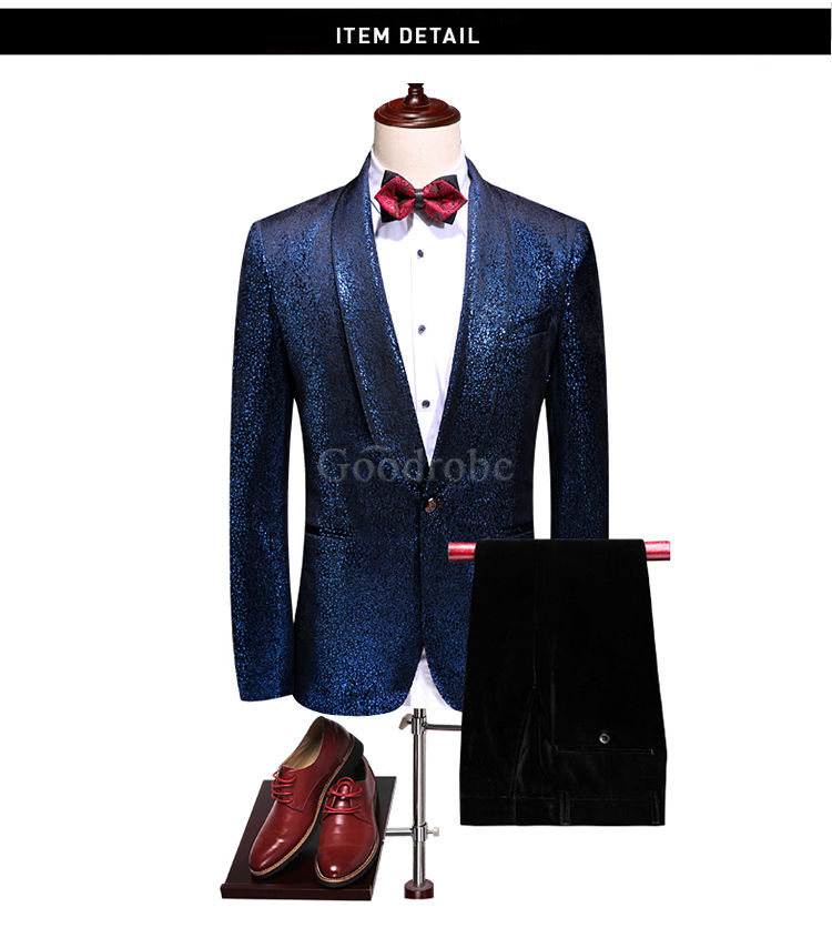 Costumes de mariage hommes grande taille costume blazers pantalon 2 pièce bleu flanelle