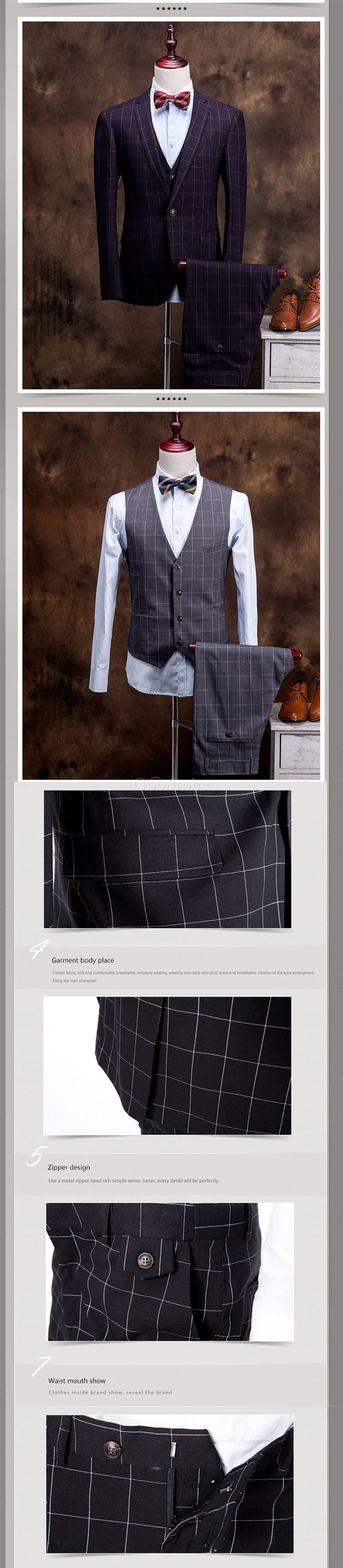 3 pièces veste + gilet + pantalon marque mariage hommes costumes décontracté