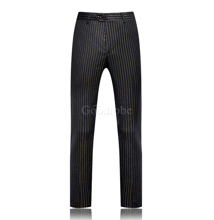 Costume blazers pantalon 2 pièce simple bouton rayé noir formel