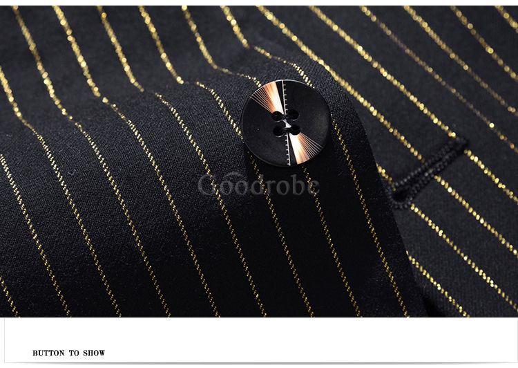 Costume blazers pantalon 2 pièce simple bouton rayé noir formel