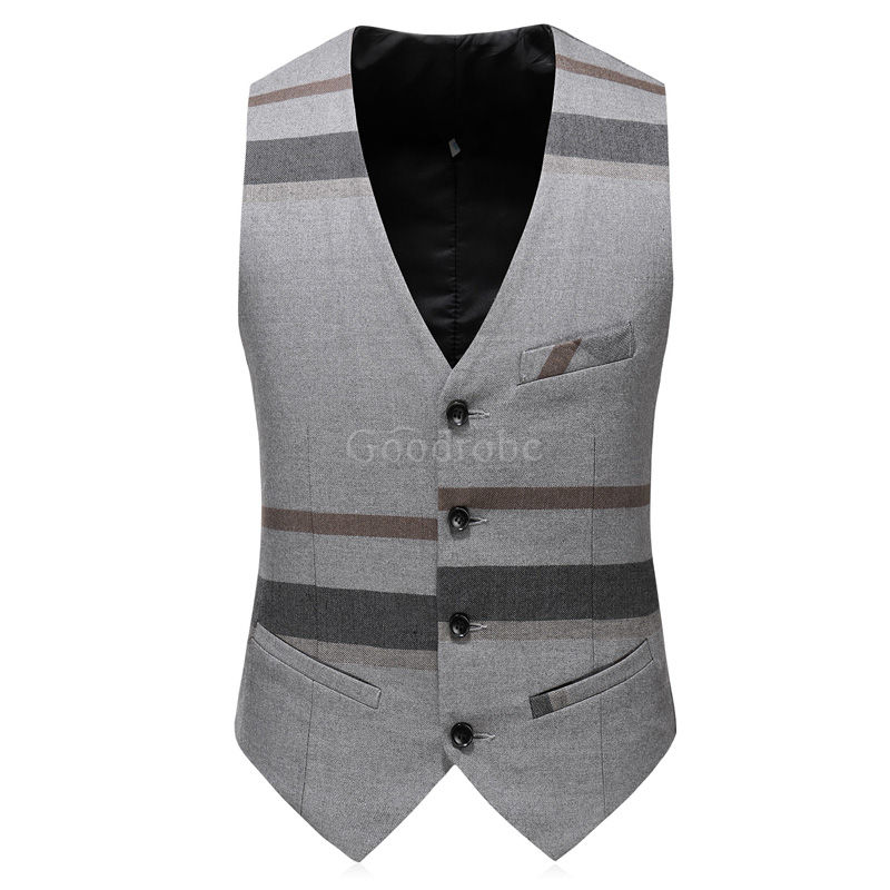 Slim fit smoking rayé grille gilet pantalon hommes costumes