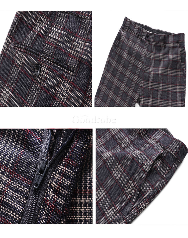 3 pièce blazers pantalon ensemble plaid costumes hommes