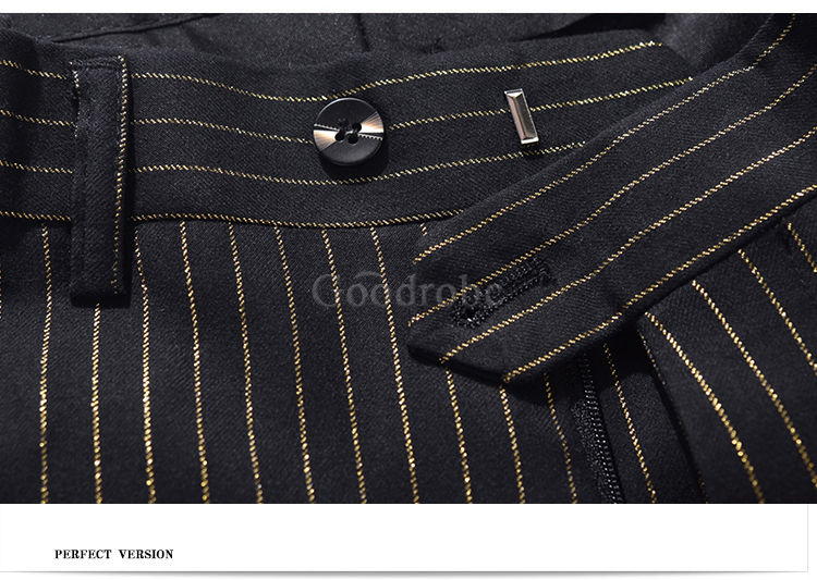 Costume blazers pantalon 2 pièce simple bouton rayé noir formel
