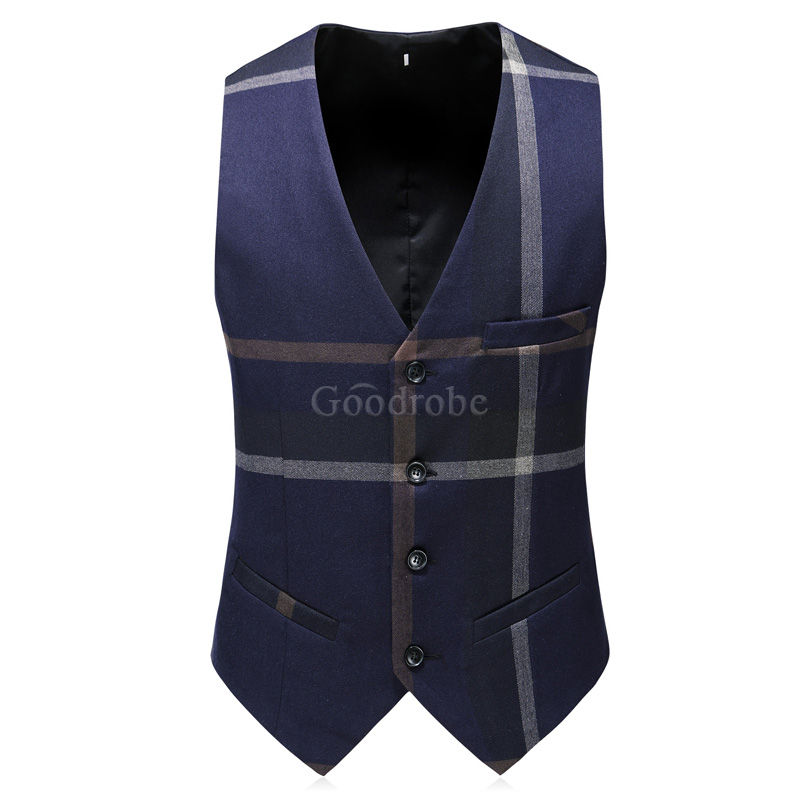 Slim fit smoking rayé grille gilet pantalon hommes costumes