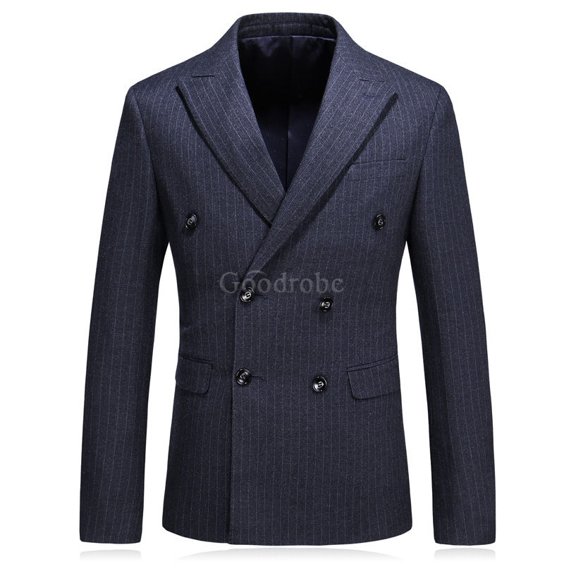 Asiatique taille tuxedos slim fit rayé double boutonnage