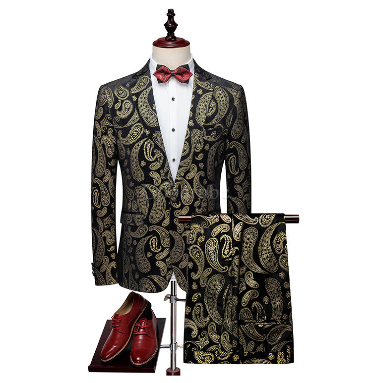 Costume de luxe imprimé hommes mode homme scène