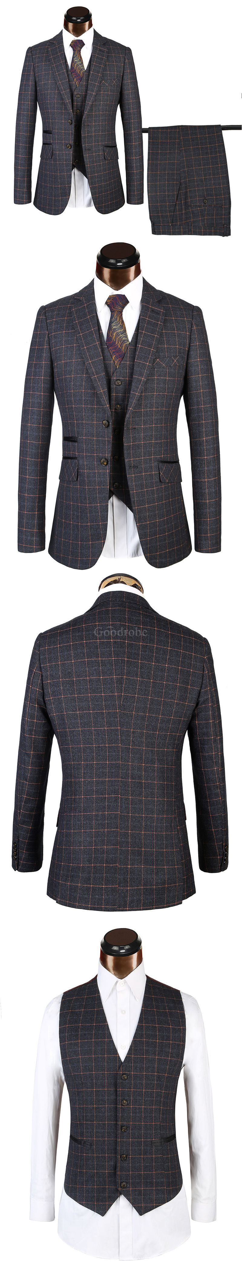 Plaid costumes grande taille tailleur hommes costumes noir