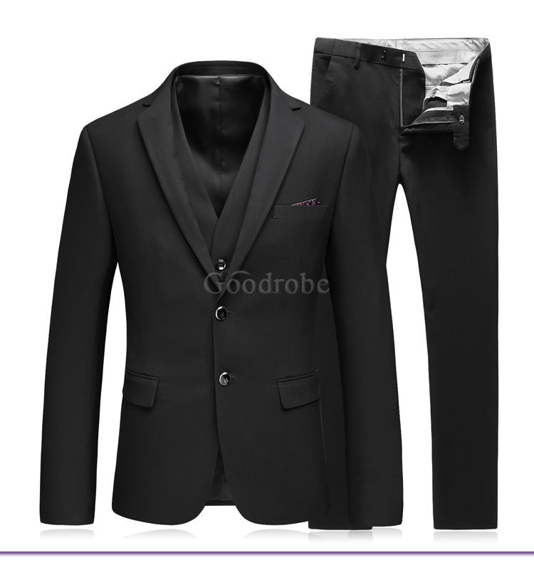 Hommes costumes mâle costumes blazer noir solide