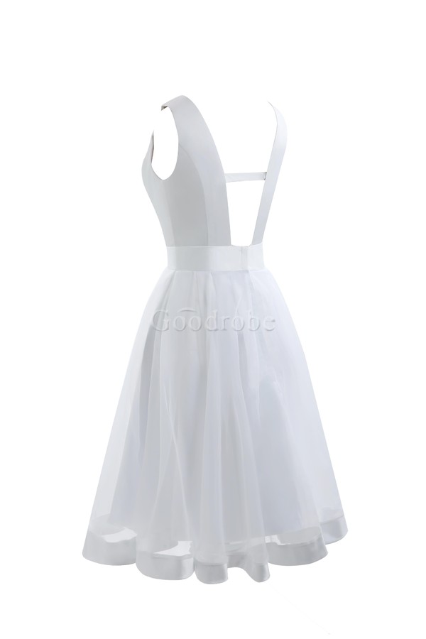 Robe de mariée simple solennel a-ligne de longueur à genou en arc-en-ciel